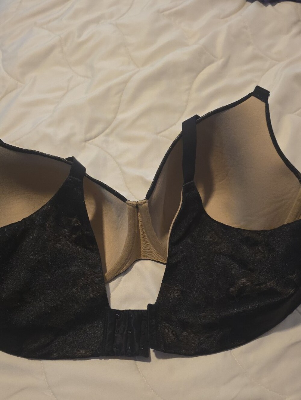 Cacique Black Lace Underwire Bra with Nude Lining Backsmoothing 42D - Picture 4 of 4